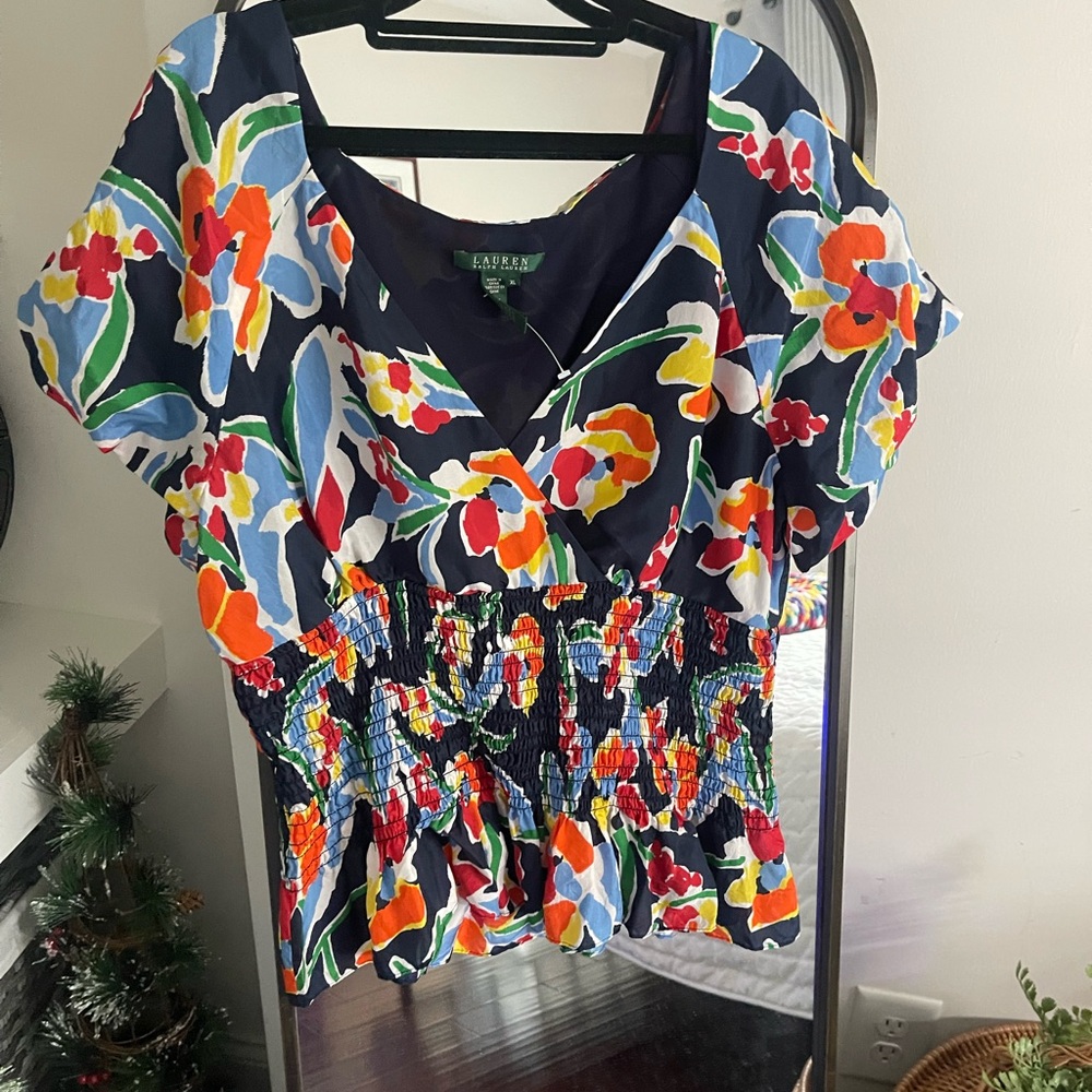 Navy Floral Women's Top